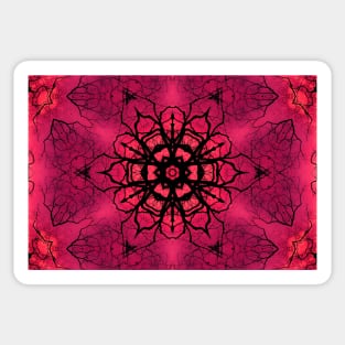 Floral Kaleidoscope On Pink Background Sticker